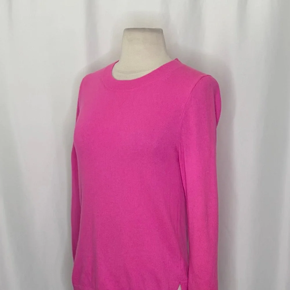 J. CREW Cashmere Slim Fit Crewneck Sweater Solid Neon Fuchsia Pink Knit Small
